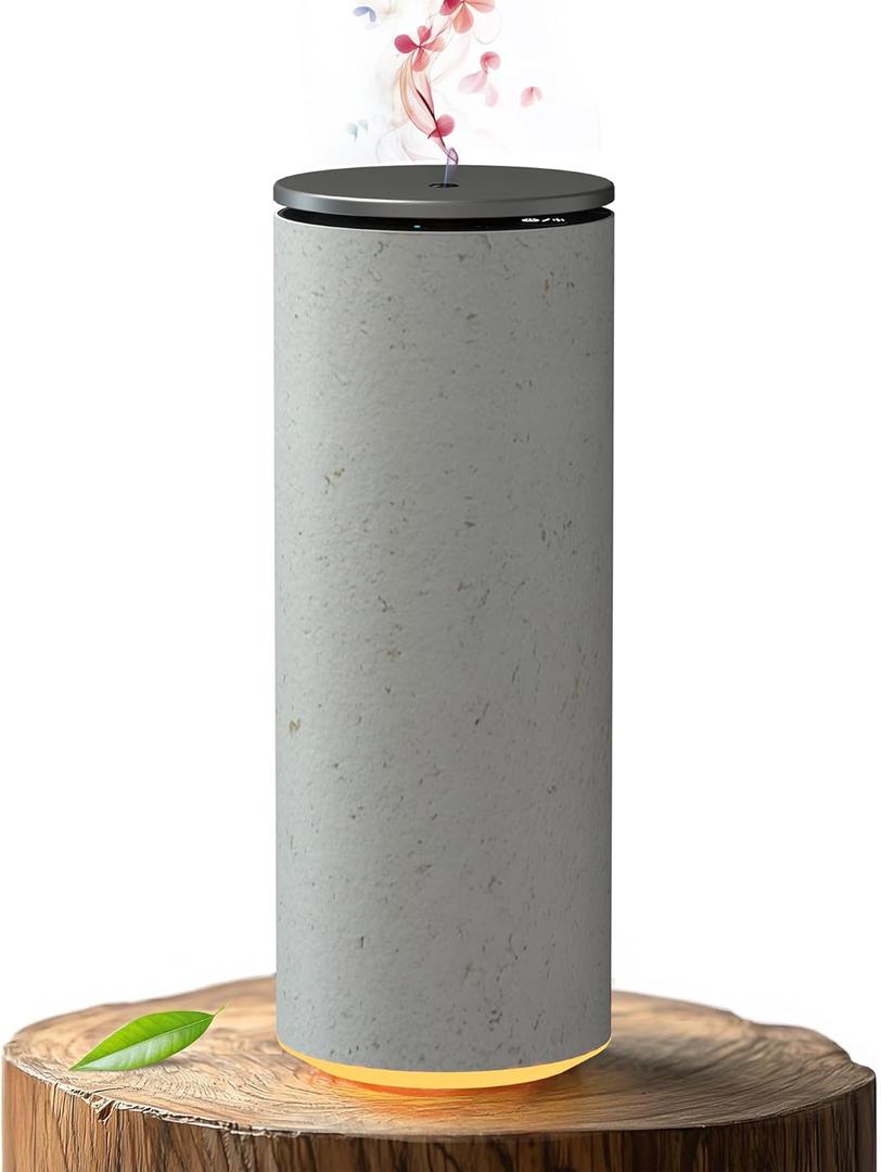 Cooper Bliss Waterless Diffuser for Essential Oils, Pure Aroma Zero Water, Cordless 10-hr Battery Operated Oil Diffuser Machine, Adjustable Scent & Timer, Ambient Light, 100% Bio-Fiber Wood (White)