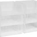 Akro-Mils 30235 AkroBins Plastic Storage Bins, Space-Saving Stackable Bins for Garage, Pantry, Craft Organization, 11" x 11" x 5", Clear, 6-Pack