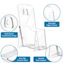 Acrylic Brochure Holder 4x9 Inch, Clear Pamphlet Holder Display Stand for Trifold 4 Inch Flyers, Booklets, Table Signs, Plastic Rack Card Holder for Office, Home, Store, 6 Pack