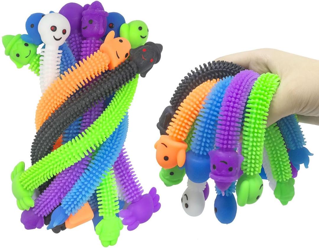 12 Halloween Stretchy Strings Sensory Fidget Toys Pack Great for Kids Students Stress Relief and Anti-Anxiety Toys Assortment Halloween Party Favors (Halloween)