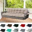 Outdoor Swing Cushions, Waterproof Porch Swing Cushions 3 Seater Replacement with Backrest, 4" Thicken Bench Cushion with Ties for Backyard, Patio, Lawn and Garden (Khaki, 70 inch)