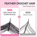 Miracle Knots Feather Crochet Hair (Jerry Curl) - 14" Hand-Tied Synthetic Extensions, 120 Strands Soft Cotton Core Glue-Free Knotless Hair Pieces (Natural Black)