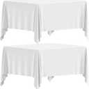 White Square Tablecloth 70 x 70 Inch, 200GSM - Set of 2 Extra Soft Square Tablecloths - Stain and Wrinkle-Resistant, Machine Washable, Card Table Tablecloth Square for Any Occasion, Premium Quality