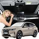 Windshield Sunshade for BMW iX 2022-2026 Sun Shade Car Windshield Accessories Upgrade 4 Layers Blocks UV Rays Custom Fit iX 240T Car Window Shades Front Windshield Keep Cool Foldable