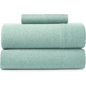 BED INC Road Trip America Jersey Sheets Twin Set - Cotton (3 Pieces) Deep Pockets T-Shirt Soft Knit Stretchy Jersey Sheets Set - 1 Flat 1 Fitted 1 Pillowcase (Classic Mint, Twin)