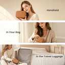 Faquenc Leather Travel Makeup Bag with LED Lighted Mirror Adjustable Brightness in 3 Colors Mini Cosmetic Bag Portable Makeup Pouch Travel Toiletry Bag for Women Instant Touch-up Vanity Brown