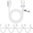 Kanayu 5 Pack 6 ft White UL Extension Cord 2 Prong Indoor Outdoor Christmas String Lights Extension Cord Extender Wire Plug in and End Ac 125 Volts for Connect Extend Lights