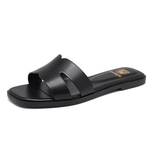 FW FRAN WILLOR Women's Flat Sandals Dressy Comfortable Slide Sandals Fashion Square Open Toe Slip On Beach Sandals for Summer, Size 7,5 FW FRAN WILLOR Women's Flat Sandals Dressy Comfortable Slide Sandals Fashion Square Open Toe Slip On Beach Sandals for Summer, Size 7,5