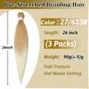 2 x 26 Inch 3 Pack Pre Stretched Braiding Hair