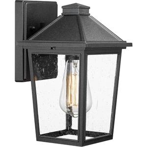 Outdoor Wall Light Fixture, HWH Exterior Wall Sconce Lantern, Outdoor Porch Lights with Seeded Glass Shade for Doorway, Garage, Matte Black Finish, 5HX64BM BK (Large)