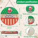 4 x Christmas Door Hanging Sign Decorations, 3D Wooden Merry Christmas Wall Hanger Decor Snowflakes Santa Claus Wreath Front Door Signs for Porch Wall Indoor Outdoor Decor