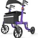 Foldable Rollator Walkers with Seat for Seniors, Outdoor All Terrain Purple
