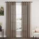 Dark Taupe Linen Curtains 84 Inch Length 2 Panels for Bedroom Back Tab Pocket Semi Sheer Light Filtering Curtains Burlap Textured Farmhouse Curtain for Living Room Dining Room Aesthetic Decor 40x84