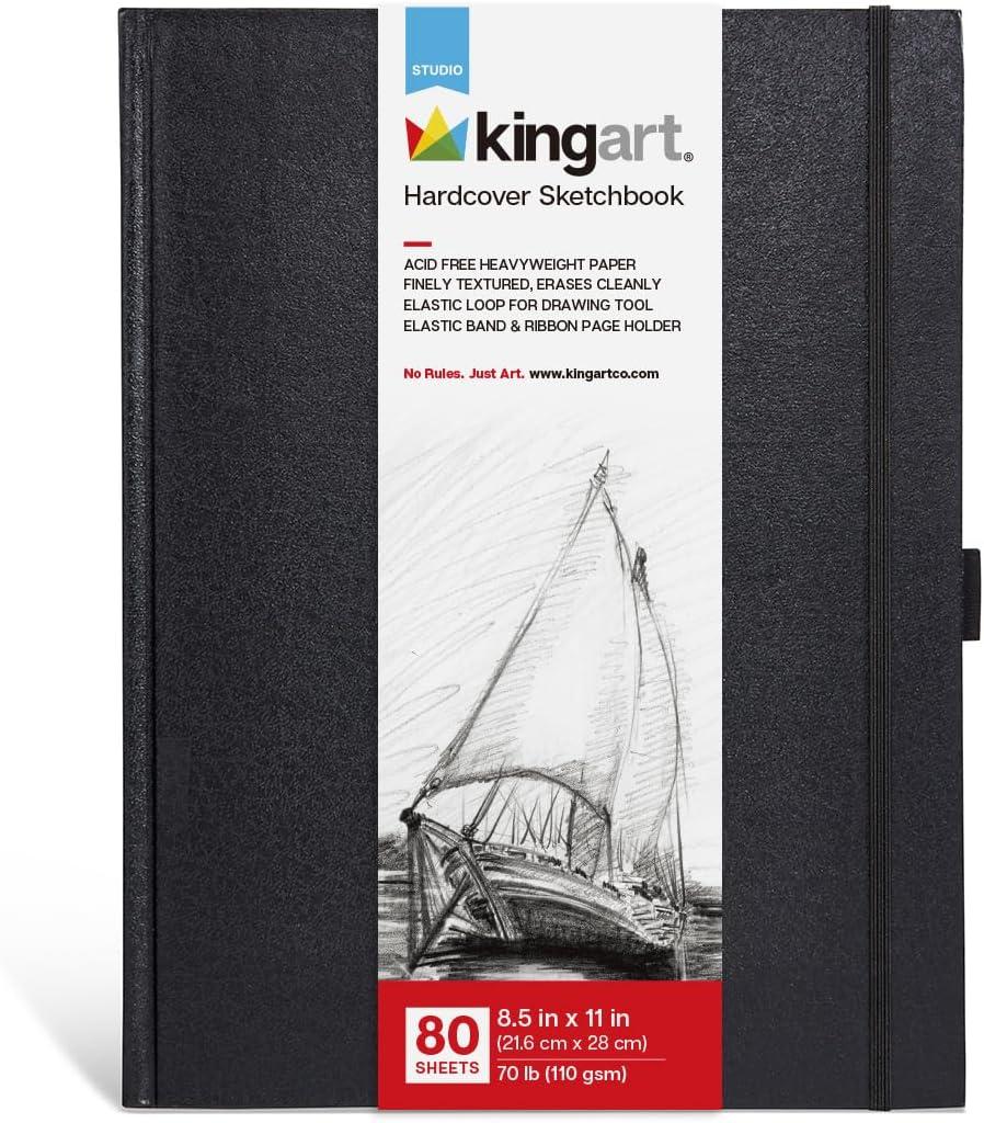 KINGART Hardcover Sketchbook, 1-Pack, 8.5" x 11"