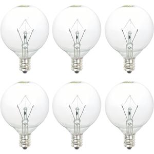40W Light Bulbs,Wax Warmer Bulbs,E12 Candelabra Base 120 Volt Round Light Bulbs for Full Size Scentsy Warmer ,Wax Melt Warmer,Chandelier Table Lamp Wall Sconces ,Soft Warm White,G50/120V,6 Packs