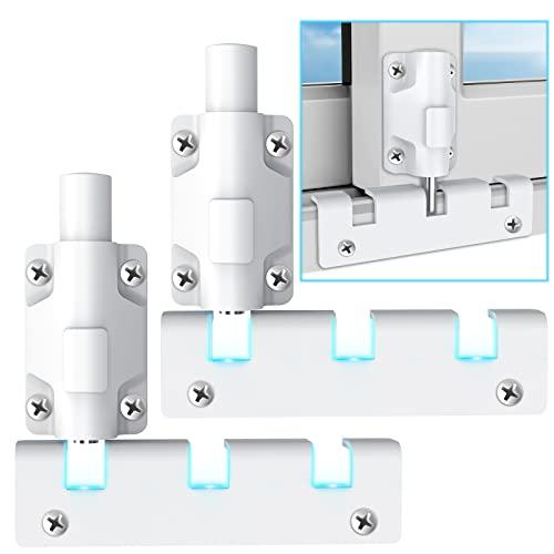 Upgrade Sliding Glass Door Lock: 2 Pack Child Proof Window Locks Vertical Install on The Top Bottom of Doors as Slide Door Security Bar Keep Home Safety, Foot Adjustable Kick Lock for Patio Apartment