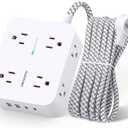 Surge Protector Power Strip - HANYCONY 8 Outlets 4 USB (2 USB C) Charging Ports, Multi Plug Outlet Extender, 5Ft Braided Extension Cord, Flat Plug Wall Mount Desk Charging Station for Home Office ETL