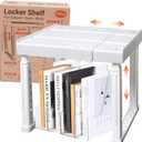 Piffny Locker Organizer Shelf Adjustable Width and Height, Stackable, Ideal Locker Shelf for School, Office, Gym Lockers, or Even Kitchen Cabinets & Under Sink Organization (White 1 Pack)