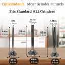 Cutlery Mania #22 Meat Grinder Funnel | Kitchen Sausage Stuffing Tube Attachment | 3 Size 3-Piece Set | Heavy-Duty Stainless Steel | Professional, Home, Restaurant & Commercial Use (#22)