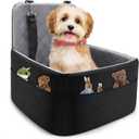 Dog Car Seat for Small/Medium Dogs,Pet Dog Booster Car Seat Puppy 15-35 lbs with Soft 4+2in Detachable Pads Detachable Elevated Cushion and Washable Cover Safety Belt Storage Pockets Easy to Install
