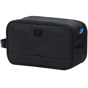 ZEEMO Travel Toiletry Bag for Men, Medium Water-Resistant Double-Sided Full-Open Dopp Kit, Versatile Organizer for Shower and Hygiene Accessories, Bathroom Essentials, Cosmetics, Black