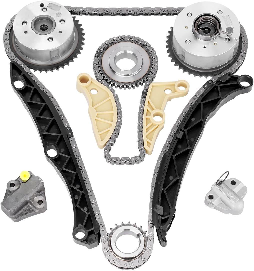 24321-2G111 Intake Exhaust Timing Chain Kit with Guide Rail Crank Sprocket VVT Gear Compatible with Hyundai Sonata Santa fe, Kia Sorento Sportage Optima 2.0L 2.4L G4KH G4KC, Replace# 24350-2G750