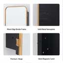 VIWILII Brushed Metal Medicine Cabinet, Rounded Rectangle Bathroom Mirror with Storage, 2 Adjustable Shelves, Recessed or Surface Mount Mounting, Reversible Door (Brushed Gold, 16x24)