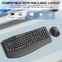 Wireless Keyboard and Mouse Combo,2.4G Full Size Wave Keys Ergonomic Keyboard with Wrist Rest for Natural Typing, 3 DPI Adjustable Ergonomic Silent Mouse for Computer/Laptop/Windows/Mac (Gray)