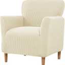 LiveGo Stretch Mid Century Modern Armchair Slipcover 1-Piece Jacquard Accent Chair Covers with Arms Soft Chair Slipcovers for Living Room Furniture Protector Office (Beige a)