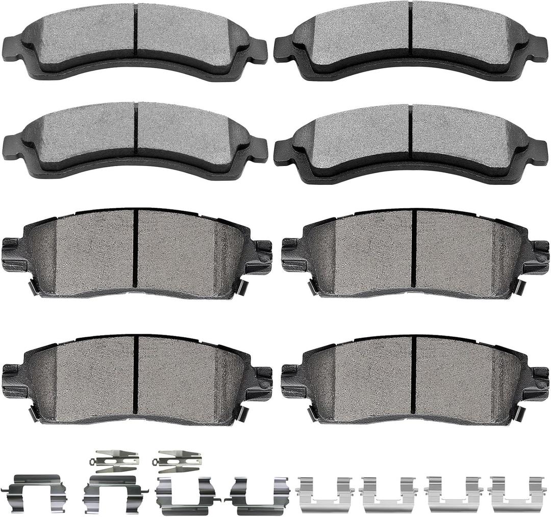 SCITOO Brake Pads Kits Front Rear Fit for Buick Rainier,for Chevy SSR,Trailblazer EXT,for GMC Envoy,Envoy XL,Envoy XUV,Jimmy,for Isuzu Ascender,for Oldsmobile Bravada,for Saab 9-7x