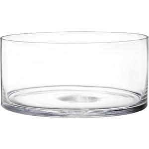 YOUEON Wide Glass Cylinder Vase, 4" Tall x 8" Wide Flower Glass Vase, Cylinder Terrarium Bowl, Decorative Centerpiece for Weddings Events, Pillar Candle, Flower Arrangement, Clear