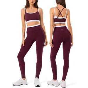 2 Pieces Workout Sets for Women,Seamless Yoga Leggings with Padded Sports Bras,Athletic Matching Outfits,Gym,Casual,small