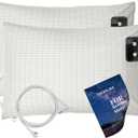 2pcs Grounding Pillowcase King Conductive Silver Fiber Grounding Pillow Cover with 15ft Cord Soft Safe for Better Sleep Reduce Pain 20''x36'' (Beige)