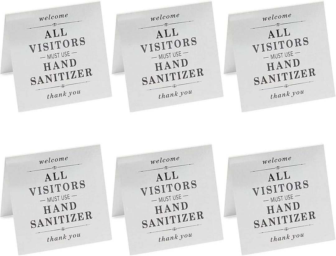 Stockroom Plus Metal Tent Signs, All Visitors Must Wash Hands (4 x 4 In, 6 Pack)