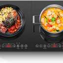 Aobosi Double Induction Cooktop,Portable Induction Cooker with 2 Burner Independent Control,Ultrathin Body,10 Temperature,1800W-Multiple Power Levels,4 Hour Timer,Safety Lock