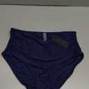 Tempt Me Women High Waisted Bikini Bottom Retro Ruched Swim Bottom Shirred Tankinis Brief (Large, Navy Blue)