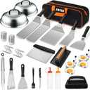 35PCS Griddle Accessories Kit, Flat Top Grill Accessories Set for Blackstone and Camp Chef, Grill Spatula Set with Enlarged Spatulas, Basting Cover, Scraper for Outdoor Barbecue