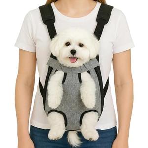 Dog Backpack Carrier, Front Pocket for Essentials, Legs Out Carrying Sling Travel Bag for Dogs 2.5-4 Lbs, Soft Wearable Puppy Chest Carry Backpacks for Walking/Hiking/Camping/Traveling