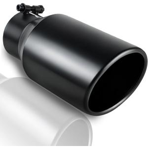 3 inch Inlet Exhaust Tip, 3" Inlet 4.5" Outlet 9" Overall Length Stainless Steel Exhaust Tailpipe Tip, Black Coated Finish Muffler Tip, Bolt-On