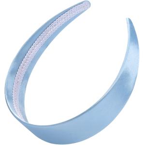 WantGor 1.6 Inch Wide Headbands Silk Satin Plain Headband for Women, Non Slip Solid Hair Bands Hair Accessories Cosplay DIY Holiday Head Band (Blue, Large)