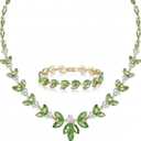 EVER FAITH Women's Jewellery Sets Austrian Crystal Leaf Elegant Marquise Set of Necklace and Tennis Bracelet for Wedding
