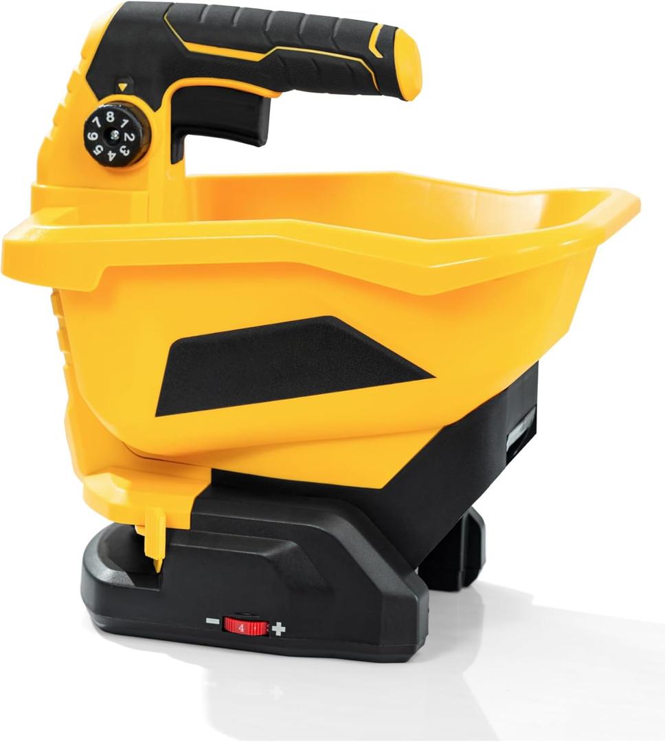 Danero Handheld Power Spreader Compatible with Dewalt 20V Battery(Tool Only), Cordless Seed Spreader Year-Round, Electric Lawn Spreaders for Grass Seed, Fertilizer, Salt, Ice Melt, Feed (Yellow)