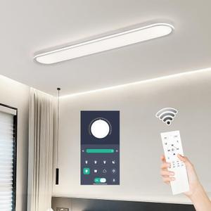 47.1 Inch Dimmable Metal LED Ceiling Light,Slim, Edge Lit - 65W Full Spectrum Linear Ceiling Lamps,3000-6500K Modern Ultra Thin Low Profile Light Fixture for Kitchen, Home & Office Hallway (Dimmable (Memory Function,CRI 97+))