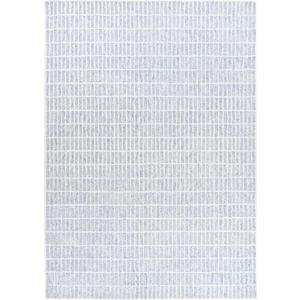 Hand-Tufted 100% Wool Area Rug – Unique Modern Geometric Grid Pattern, Soft Plush Textured Carpet for Living Room, Bedroom, Dining Room & Entryway (Blue,Ivory, 3' x 5')