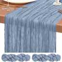 2 Pack Cheesecloth Table Runner 10FT Dusty Blue Table Runner Boho Gauze Cheese Cloth Table Runners Long Rustic Sheer Table Decorations for Wedding Party Baby Bridal Shower Birthday Holiday Home