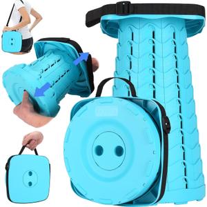 Fishboy Upgraded Square Collapsible Stool, 400lbs Max Weight, Lightweight But Sturdy, Portable Retractable Folding Telescoping Foldable Camping Stool for Adults Outdoor Fishing Hiking Travel BBQ (All Sky Blue)
