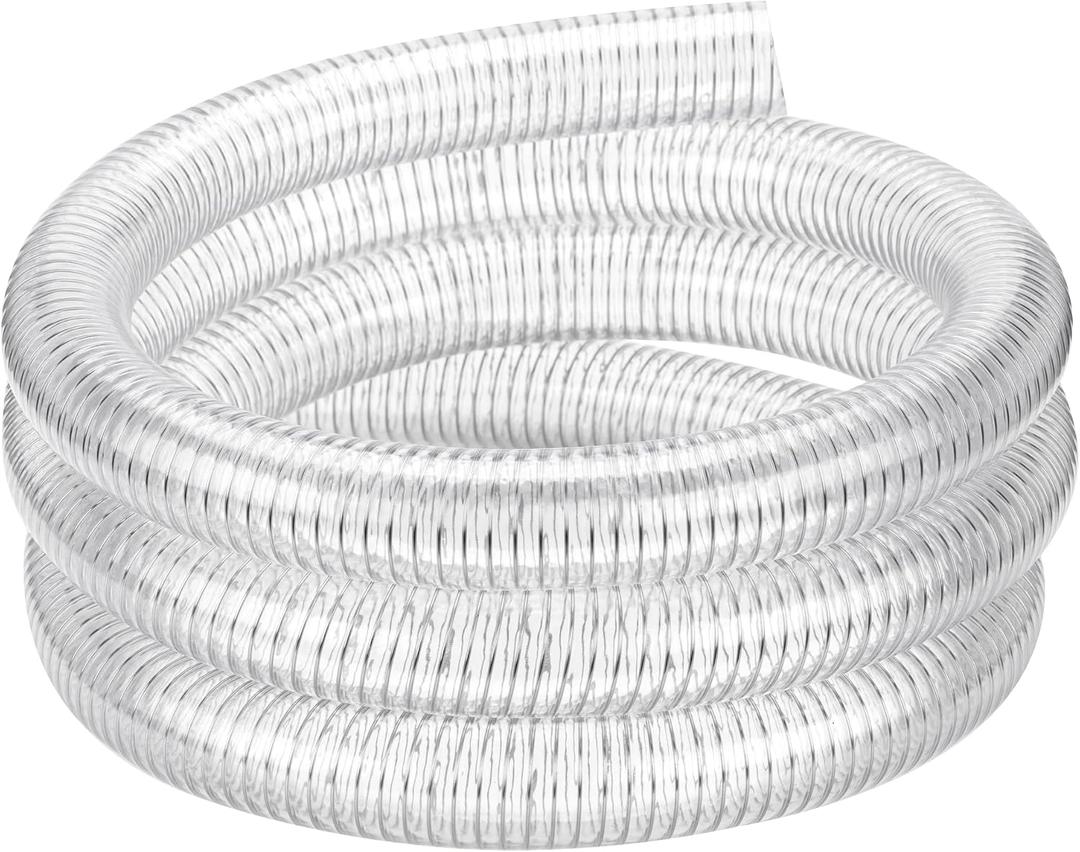 1-1/2"id-50ft PVC Reinforced Tubing Steel Wire Suction Flexible Hose Vinyl Tubing Heavy Duty PVC Vacuum Hose Drain Fuel Oil Gas Water for Marine Bilge Pump Pond Spa
