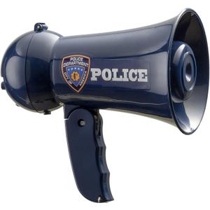 Dress Up America Pretend Play Officer's Megaphone with Siren Sound for Kids  Role Play Kids Bullhorn with Siren Sound and Handheld Mic Toy (Navy)