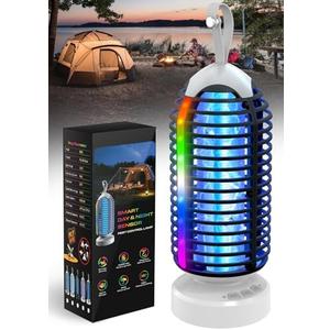 Bug Zapper Outdoor with Marquee Light, Cordless Mosquito Zapper, 4000mAh Rechargeable Electric Bug Zapper Indoor, Auto On/Off Waterproof Mosquito Trap Fly Zapper for Patio Backyard Kitchen Camping