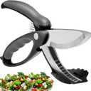Upgraded Salad Scissors Tossing and Chopping Salad Chopper Heavy Duty Kitchen Salad Scissors Multifunction Double Blade Salad Cutting Tool (Black)